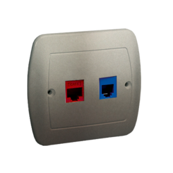 GNIAZDO KOMPUTEROWE RJ45 KAT.5E + GNIAZDO TELEFONICZNE RJ12 SATYNA SIMON AKORD - A5T/29 - KONTAKT SIMON