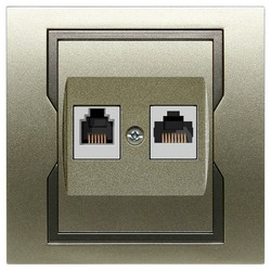 GNIAZDO RJ45+RJ11 KOMPUTEROWE+TELEFONICZNE BEZ RAMKI SATYNOWY + GRAFITOWY ELEMENT ZDOBNICZY GPT QUATTRO - 1159-17 - ELEKTRO-PLAST NASIELSK