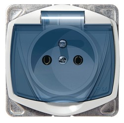 GNIAZDO POJEDYNCZE Z UZIEMIENIEM HERMETYCZNE IP44 WIECZKO PRZEZROCZYSTE BIAŁE TON - GPH-1CZ/m/00/d - OSPEL