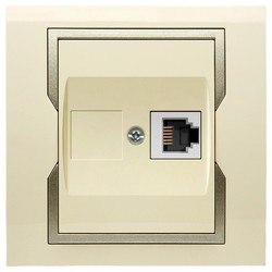 GNIAZDO RJ11 TELEFONICZNE KREMOWY + SATYNOWY ELEMENT ZDOBNICZY GPT QUATTRO - 1150-11 - ELEKTRO-PLAST NASIELSK