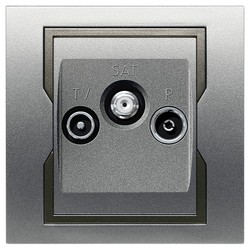 GNIAZDO ANTENOWE RTV-SAT MODUŁ SREBRNY + GRAFITOWY QUATTRO - 1153-16 - ELEKTRO-PLAST NASIELSK
