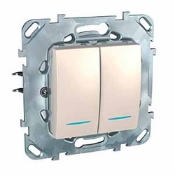ŁĄCZNIK 1-BIEGUNOWY PODWÓJNY Z PODŚWIETLENIEM PIASKOWY UNICA  - MGU50.0101.25NZ - SCHNEIDER ELECTRIC