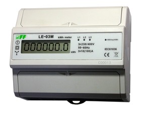 LICZNIK ENERGII ELEKTRYCZNEJ 3 FAZOWY 3X10(100A) RS-485 MODBUS WYŚWIETLACZ LED LE-03M - LE-03M - F&F