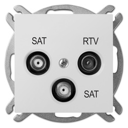 GNIAZDO ANTENOWE RTV-SAT Z DWOMA WYJŚCIAMI SAT KOŃCOWE MODUŁ BIAŁE SENTIA - 1460-10 - ELEKTRO-PLAST NASIELSK