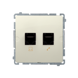 GNIAZDO KOMPUTEROWE RJ45 KAT.5E + GNIAZDO TELEFONICZNE RJ11 (MODUŁ) BEŻ SIMON BASIC - BMF5T.02/12 - KONTAKT SIMON