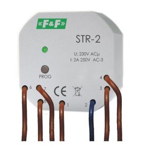 STEROWNIK ROLET 1.5A AC3 230V JEDNOPRZYCISKOWY MONTAŻ W PUSZCZE FI60 STR-2 - STR-2 - F&F