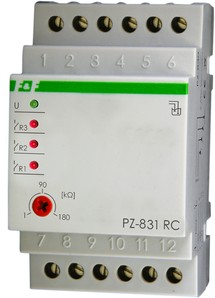 PRZEKAŹNIK KONTROLI POZIOMU CIECZY TRÓJSTANOWY, Z REGULACJĄ CZUŁOŚCI, Z SONDAMI PZ2 (4SZT.) - PZ-831RC - F&F