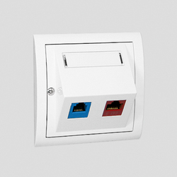 GNIAZDO KOMPUTEROWE RJ45 KAT.5 + GNIAZDO TELEFONICZNE RJ12 SKOŚNE BIAŁY SIMON CLASSIC - M5TS/11 - KONTAKT SIMON
