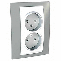 GNIAZDO PODWÓJNE Z PRZESŁONAQMI SZARY ALABASTER UNICA - MGU63.063.865 - SCHNEIDER ELECTRIC