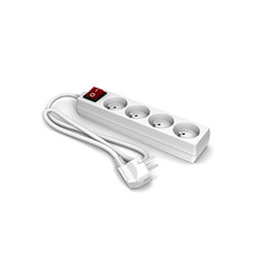 PRZEDŁUŻACZ BIAŁY 4 GNIAZDA Z UZIEMIENIEM WŁĄCZNIK PS-430LS/H05VV-F 3G1/ 3 M - IMP.PS-430LS/3M.B - ACAR