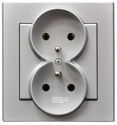 GNIAZDO PODWÓJNE Z UZIEMIENIEM MODUŁ ALUMINIUM SONATA - GP-2RZ/38 - OSPEL