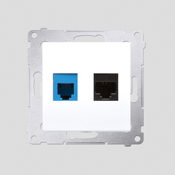 GNIAZDO KOMPUTEROWE RJ45 KATEGORIA 5E + TELEFONICZNE RJ12 (MODUŁ) BIAŁE SIMON 54  - D5T.01/11 - KONTAKT SIMON
