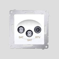 GNIAZDO ANTENOWE SATELITARNE PODWÓJNE RTV-SAT-SAT BIAŁE SIMON 54 - DASK2.01/11 - KONTAKT SIMON