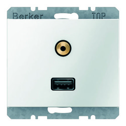 GNIAZDO USB / 3.5 MM AUDIO BIAŁY POŁYSK K.1 - 3315397009 - HAGER - BERKER