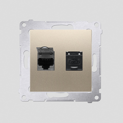 GNIAZDO KOMPUTEROWE PODWÓJNE RJ45 KAT 6 Z PRZESŁONĄ PRZECIWKURZOWĄ (MODUŁ) ZŁOTY MAT SIMON 54 - D62.01/44 - KONTAKT SIMON