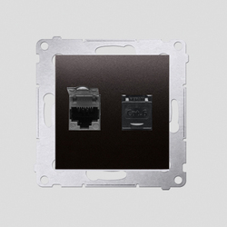 GNIAZDO KOMPUTEROWE PODWÓJNE RJ45 KAT 6 Z PRZESŁONĄ PRZECIWKURZOWĄ (MODUŁ) ANTRACYT SIMON 54 - D62.01/48 - KONTAKT SIMON