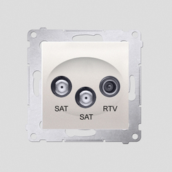 GNIAZDO ANTENOWE SATELITARNE PODWÓJNE RTV-SAT-SAT (MODUŁ) KREMOWE SIMON 54 - DASK2.01/41 - KONTAKT SIMON