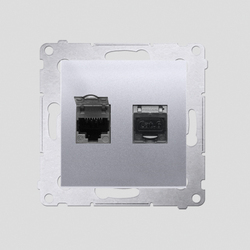 GNIAZDO KOMPUTEROWE PODWÓJNE RJ45 KAT6 EKRANOWANE Z PRZESŁONĄ PRZECIWKURZOWĄ (MODUŁ) SIMON 54 - D62E.01/43 - KONTAKT SIMON