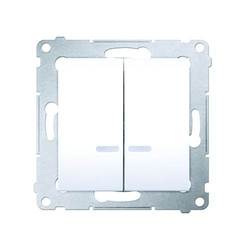 ŁĄCZNIK ŚWIECZNIKOWY Z PODŚWIETLENIEM LED I DO WERSJI IP44 10 AX; SREBRNY MAT SIMON 54 - DW5BL.01/43 - KONTAKT SIMON