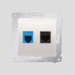 GNIAZDO KOMPUTEROWE RJ45 KAT 5E + TELEFONICZNE RJ12 (MODUŁ) KREMOWE SIMON 54 - D5T.01/41 - KONTAKT SIMON