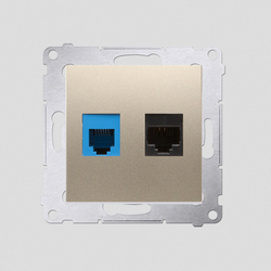 GNIAZDO KOMPUTEROWE RJ45 KAT 5E + TELEFONICZNE RJ12 (MODUŁ) ZŁOTY MAT SIMON 54 - D5T.01/44 - KONTAKT SIMON