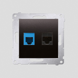 GNIAZDO KOMPUTEROWE RJ45 KAT 5E + TELEFONICZNE RJ12 (MODUŁ) ANTRACYT SIMON 54 - D5T.01/48 - KONTAKT SIMON
