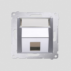 POKRYWA GNIAZD TELEINFORMATYCZNYCH NA KEYSTONE SKOŚNA POJEDYNCZA Z POLEM OPISOWYM (MODUŁ) SREBRNY MAT SIMON 54 - DKP1S.01/43 - KONTAKT SIMON