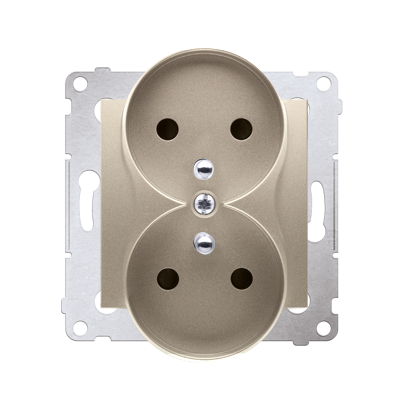 GNIAZDO PODWÓJNE Z UZIEMIENIEM Z PRZESŁONAMI ZŁOTY MAT SIMON 54 - DGZ2MZ.01/44 - KONTAKT SIMON