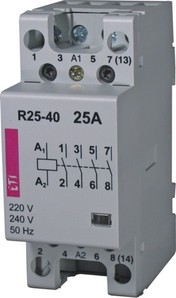 STYCZNIK MODUŁOWY 25A AC1 4 BIEGUNY 4NO STEROWANIE 230V AC R 25-40 - 002462310 - ETI