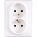 GNIAZDO PODWÓJNE Z UZIEMIENIEM 2X2P+1 16A IP20 BIAŁE CARIVA - 773618 - LEGRAND
