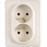 GNIAZDO PODWÓJNE Z UZIEMIENIEM 2X2P+1 16A IP20 KREMOWE CARIVA - 773718 - LEGRAND